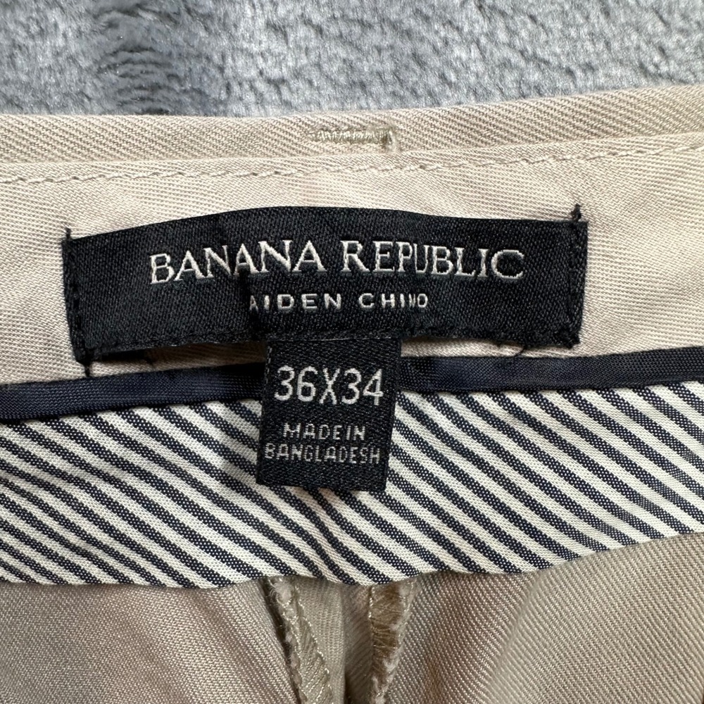 Banana Republic Aiden Chino Slim Fit Pants Mens 36x34 Tan Khaki Cotton New - Picture 8 of 14
